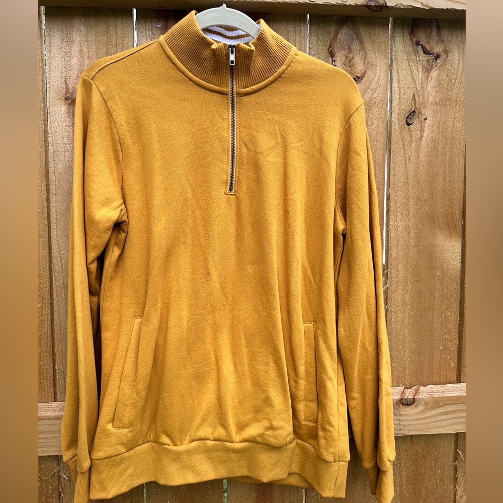 Denim & Flower Mustard Zip-Up Sweater